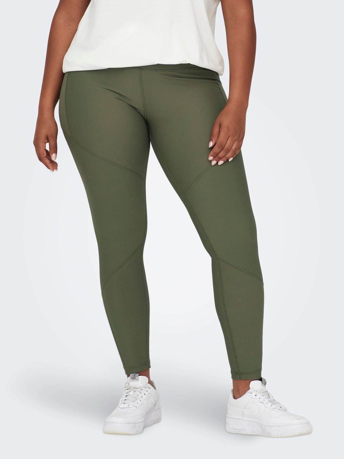 ONLY Tight Fit Høy midje Curve Leggings -Dusty Olive - 15276824