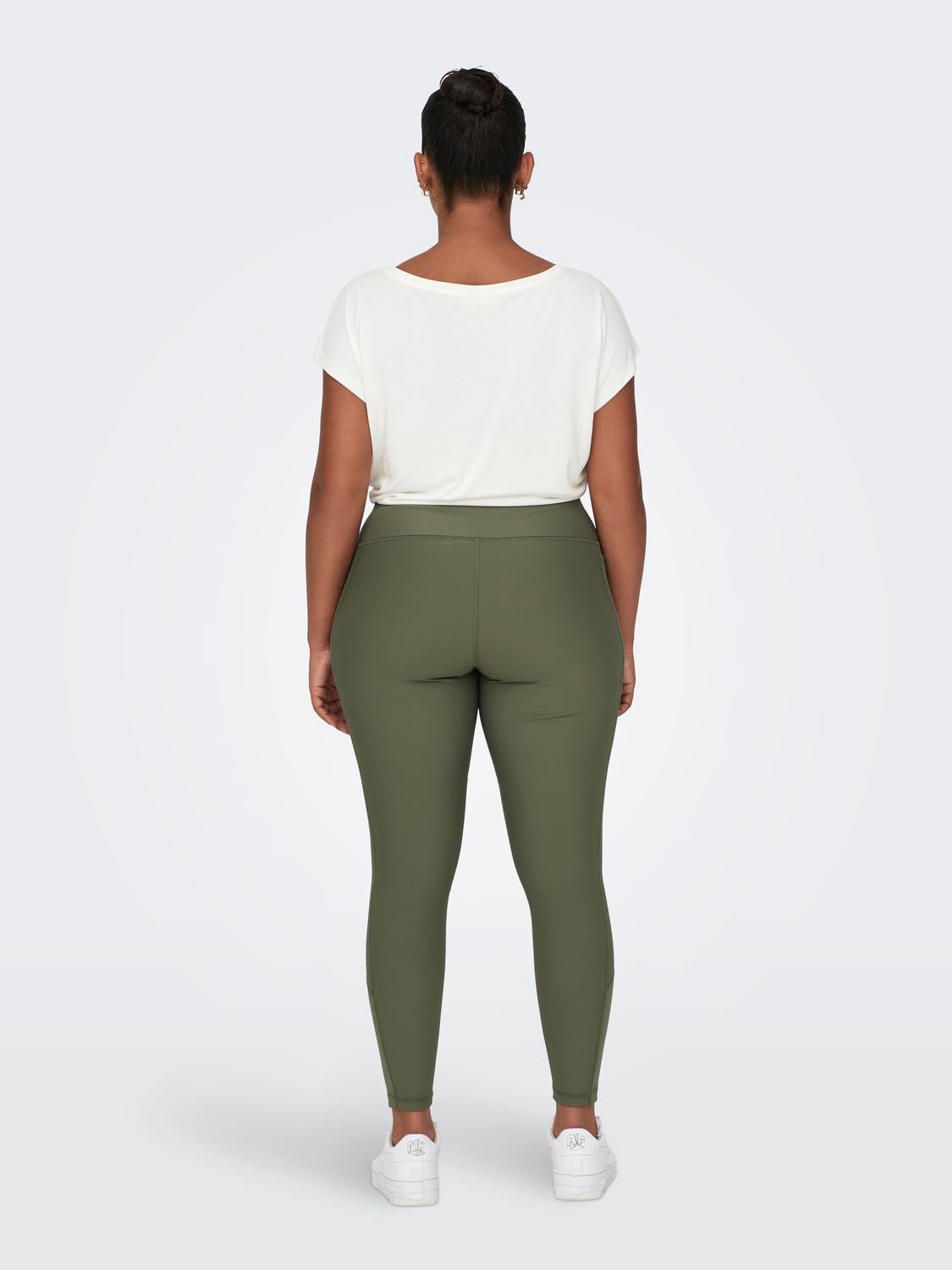 ONLY Leggings Corte tight Cintura alta Curve -Dusty Olive - 15276824