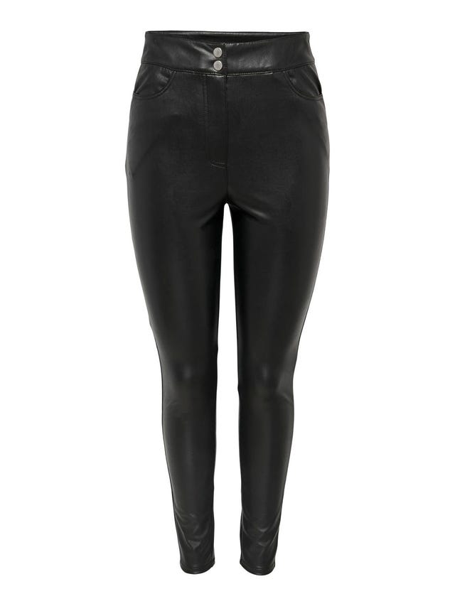 Only Tall coated high waisted leggings in black