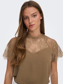 ONLY Lace detail Top -Toasted Coconut - 15276919