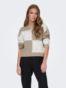 ONLY Knit Fit Round Neck Pullover -Cement - 15276930