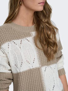ONLY O-neck knitted pullover -Cement - 15276930