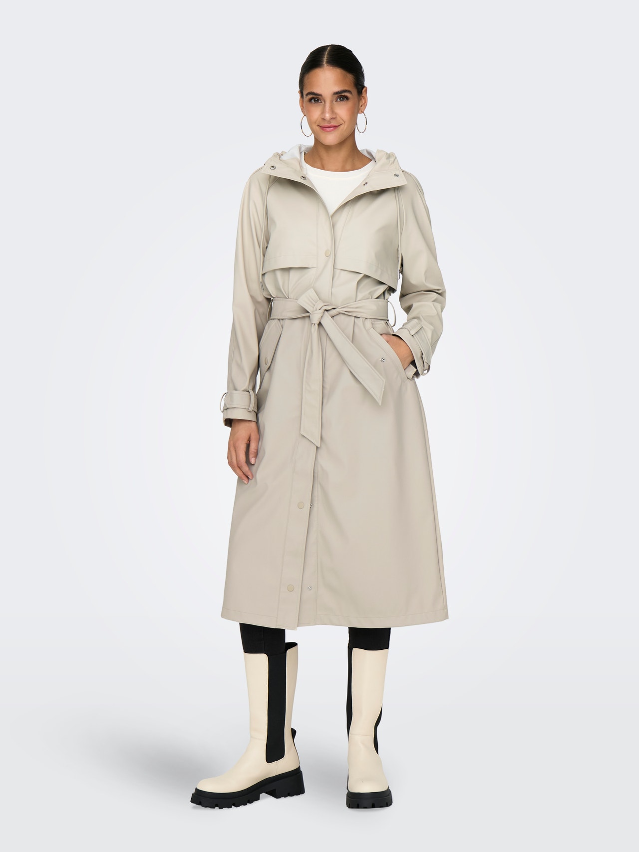 ONLY Rain trench coat -Silver Lining - 15277028