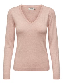 ONLY V-neck Knitted Pullover -Rose Smoke - 15277047