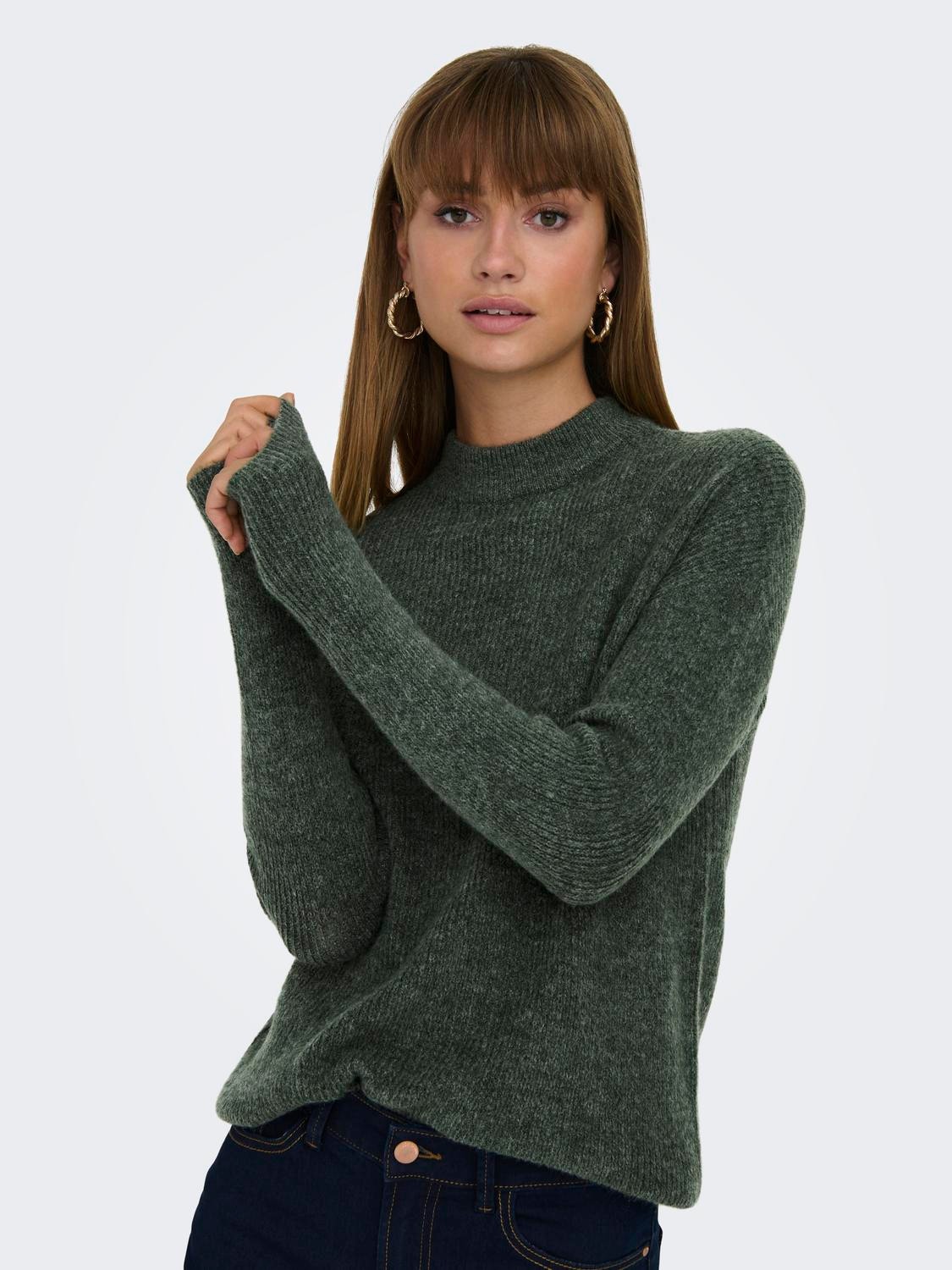 ONLY Regular Fit Round Neck Dropped shoulders Pullover -Pine Grove - 15277080