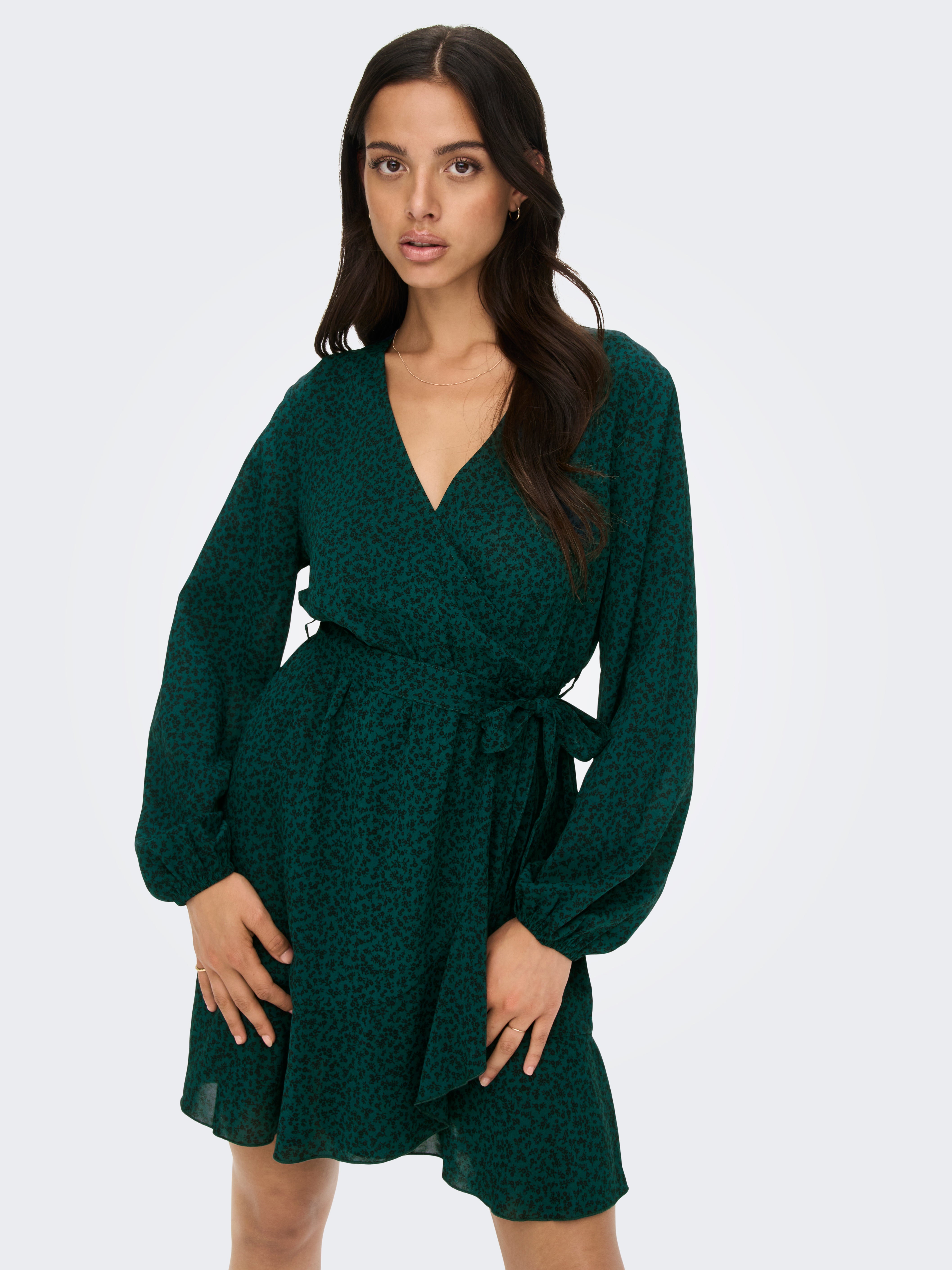 Long sleeve cheap wrap dress