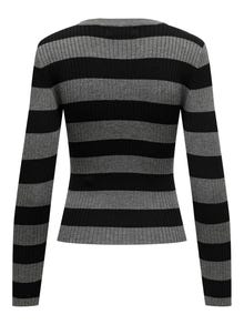 ONLY Eriti kõrge vöökohaga lõige Ümmargune kaelus Pullover -Dark Grey Melange - 15277223