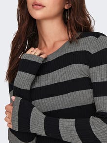 ONLY Eriti kõrge vöökohaga lõige Ümmargune kaelus Pullover -Dark Grey Melange - 15277223