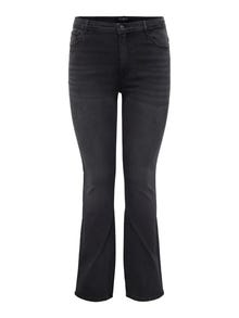 ONLY CARSally talla grande de cintura alta Jeans de campana -Washed Black - 15277229