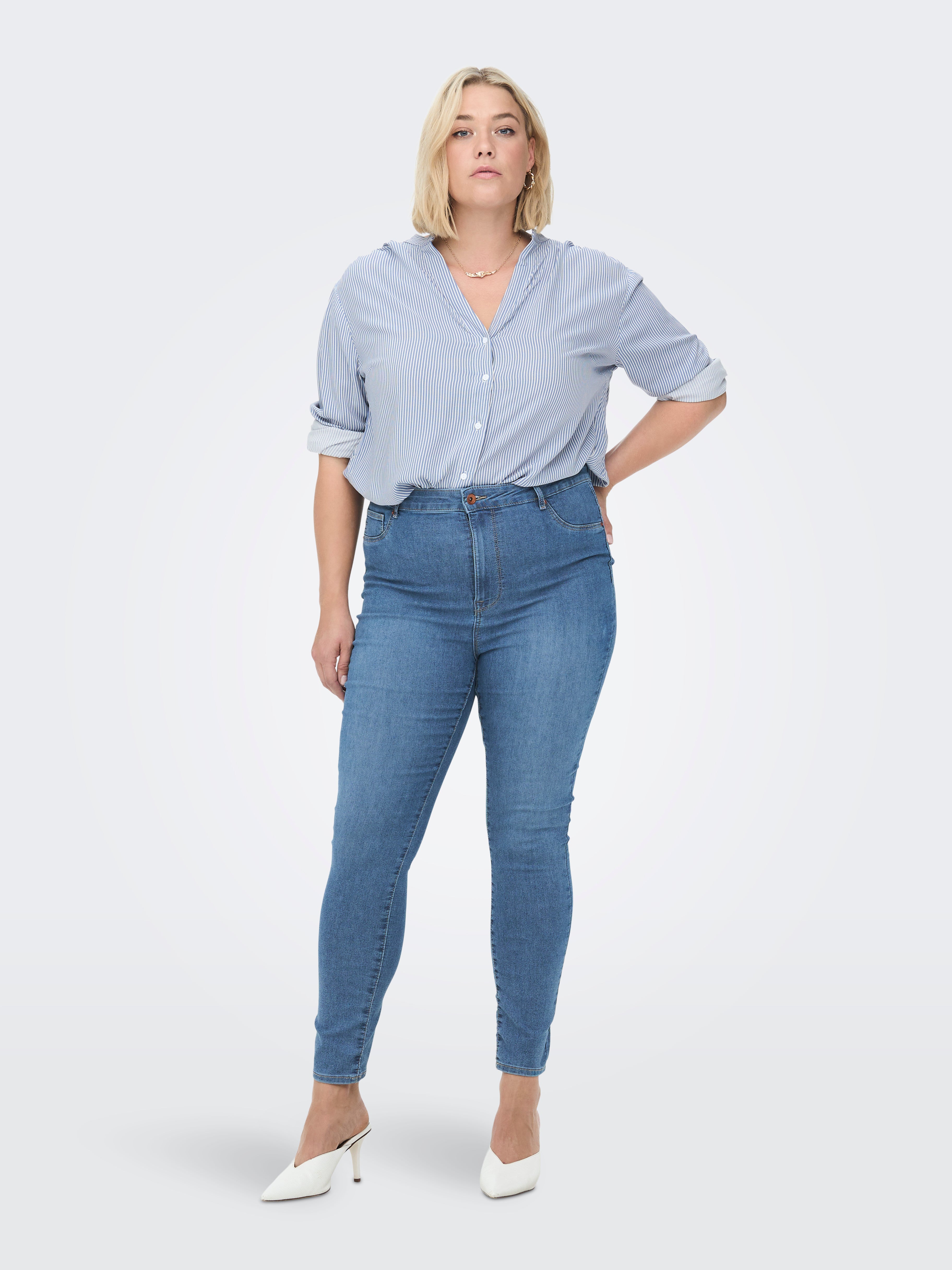 CARMila talla grande de cintura alta Jeans skinny fit Azul claro