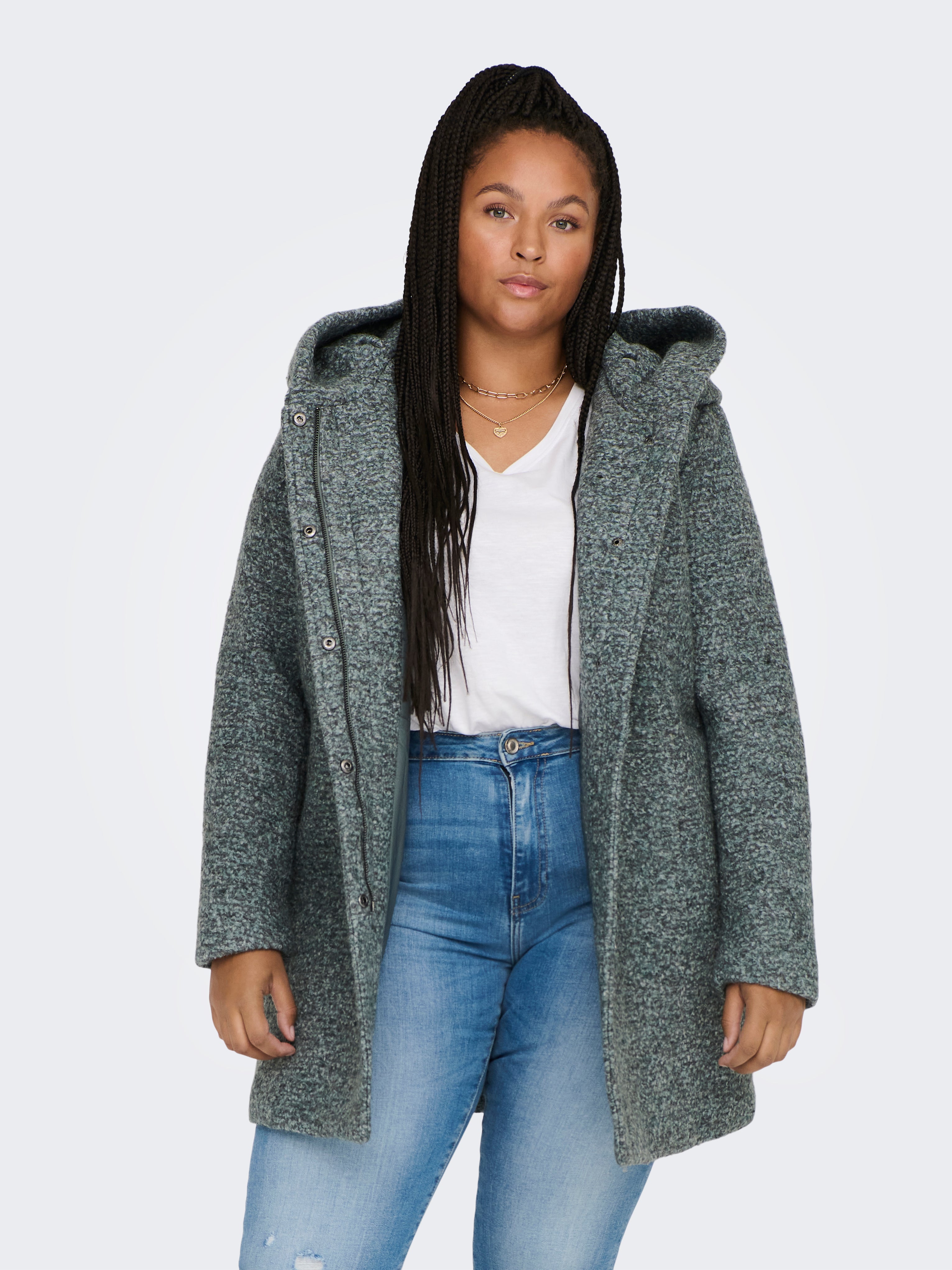 Women's wool coat sales stand up collar