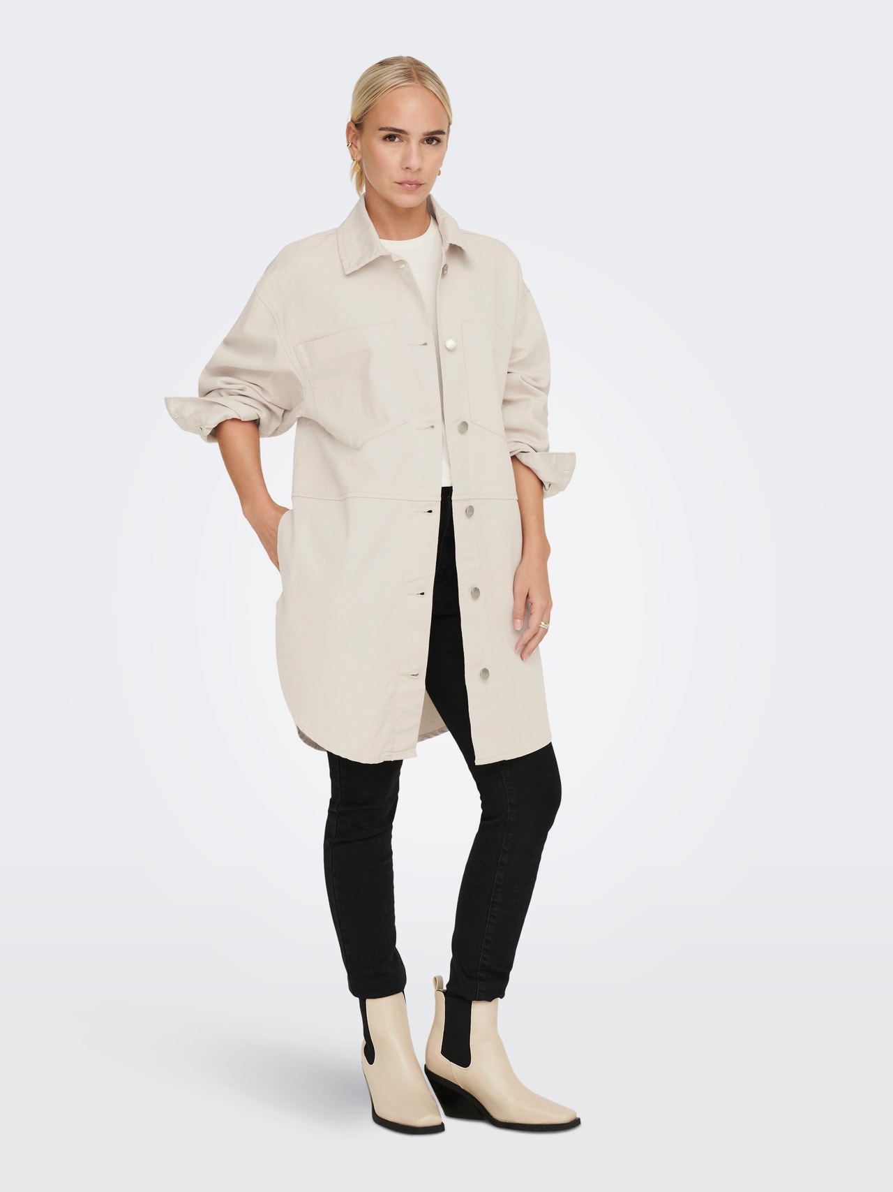 ONLY Oversized fit Skjorte -Pumice Stone - 15277346