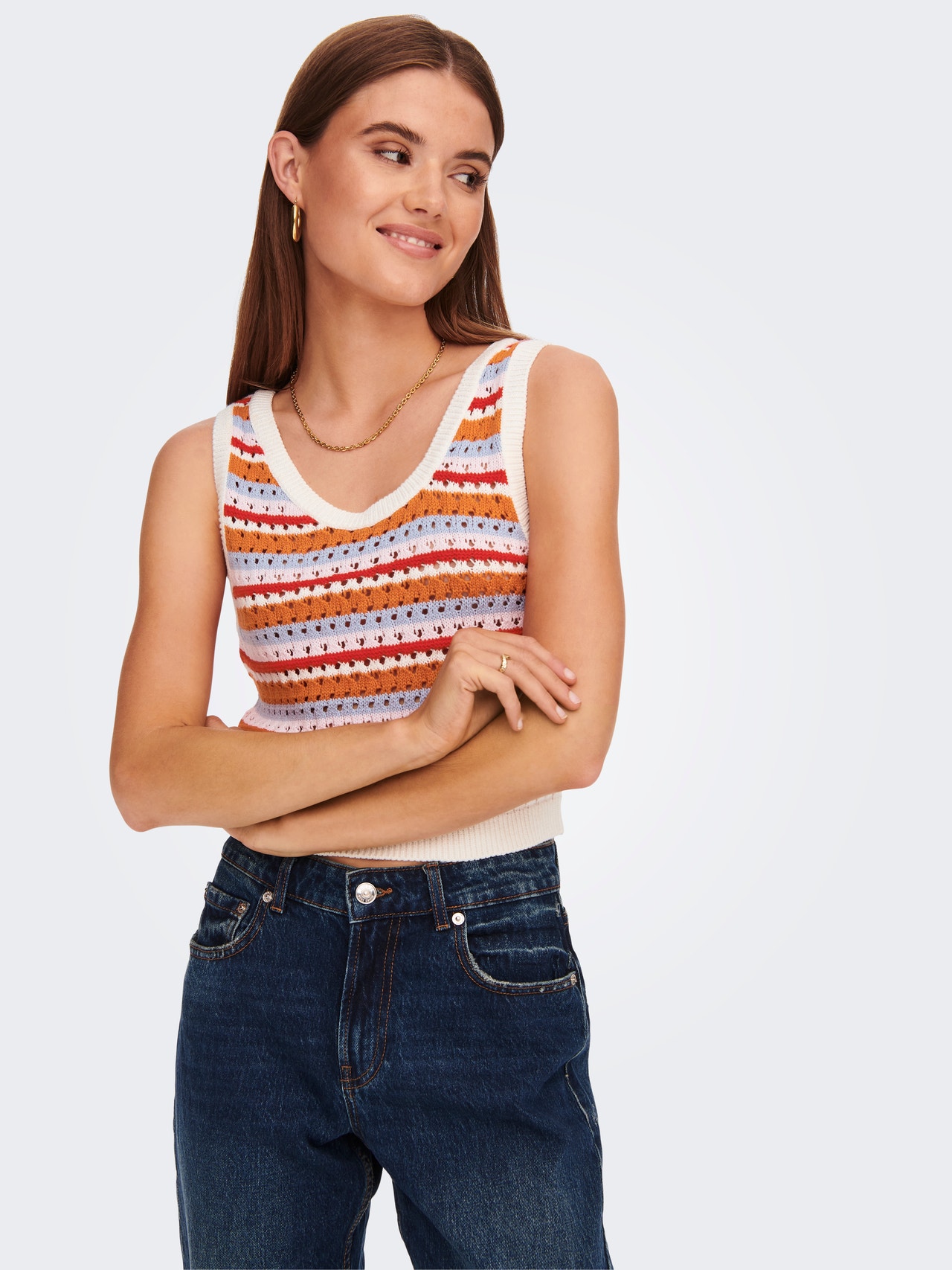 ONLY Sleeveless Knitted Top -Cloud Dancer - 15277562