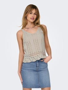 ONLY Regular Fit V-Neck Knit top -Pumice Stone - 15277573