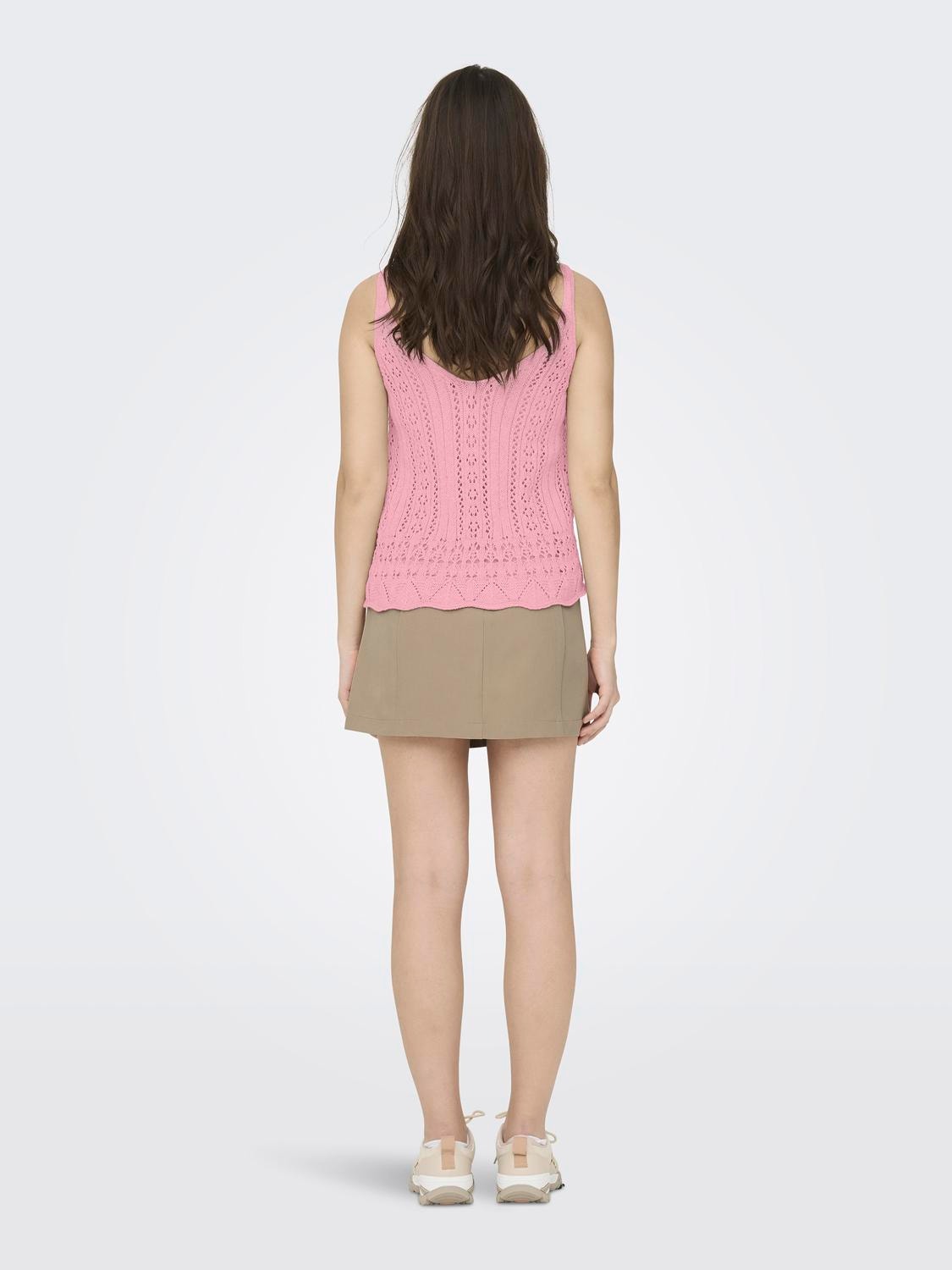 ONLY Regular Fit V-Neck Knit top -Candy Pink - 15277573