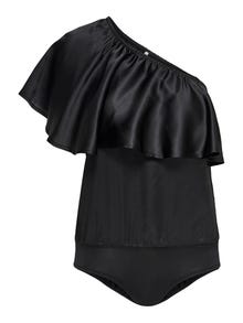 ONLY One shoulder frill Bodysuit -Black - 15277623