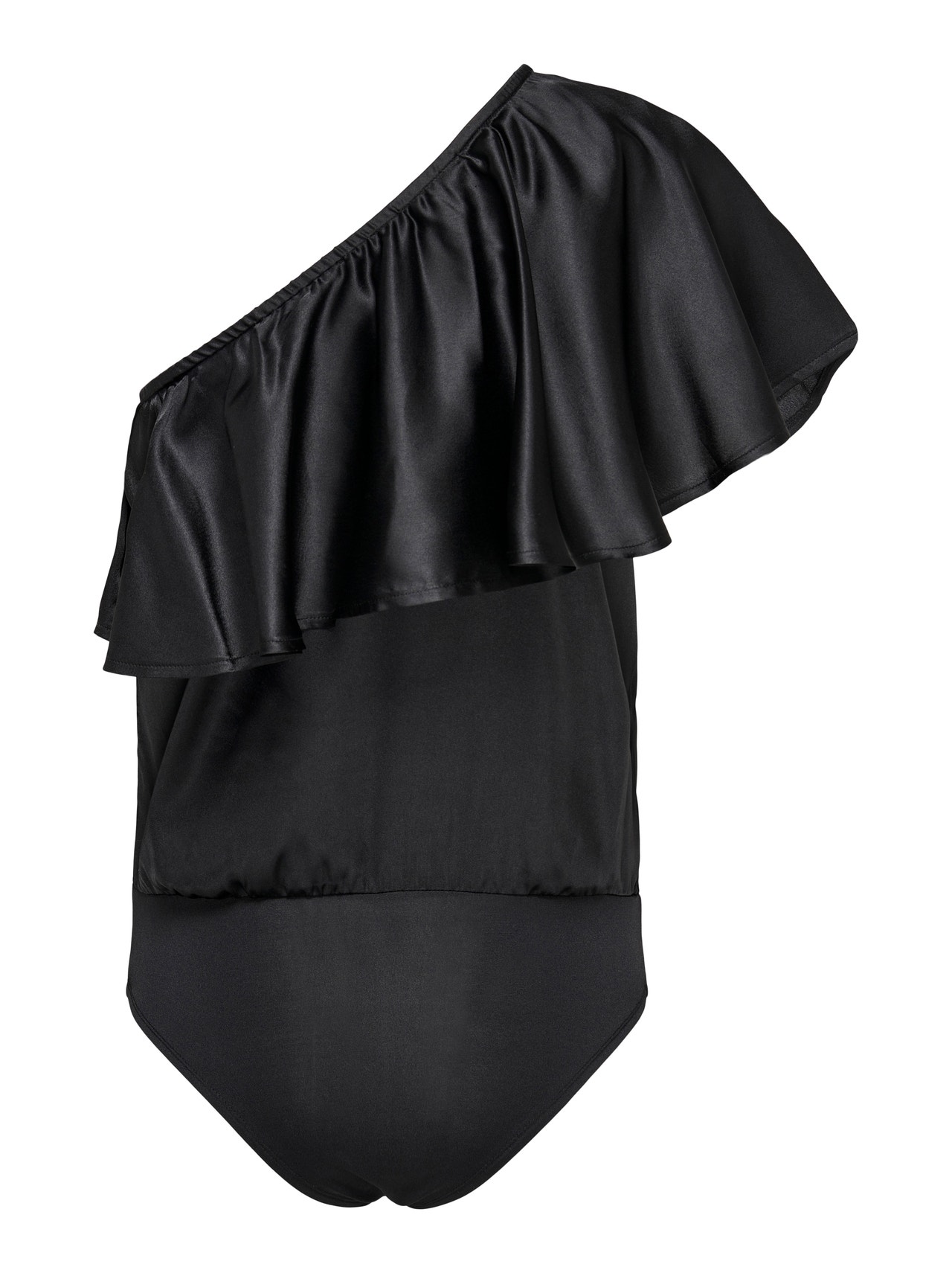 ONLY One shoulder frill Bodysuit -Black - 15277623