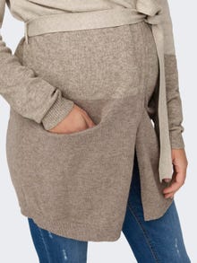 ONLY Regular Fit V-hals Maternity Strikket cardigan -Sand - 15277707