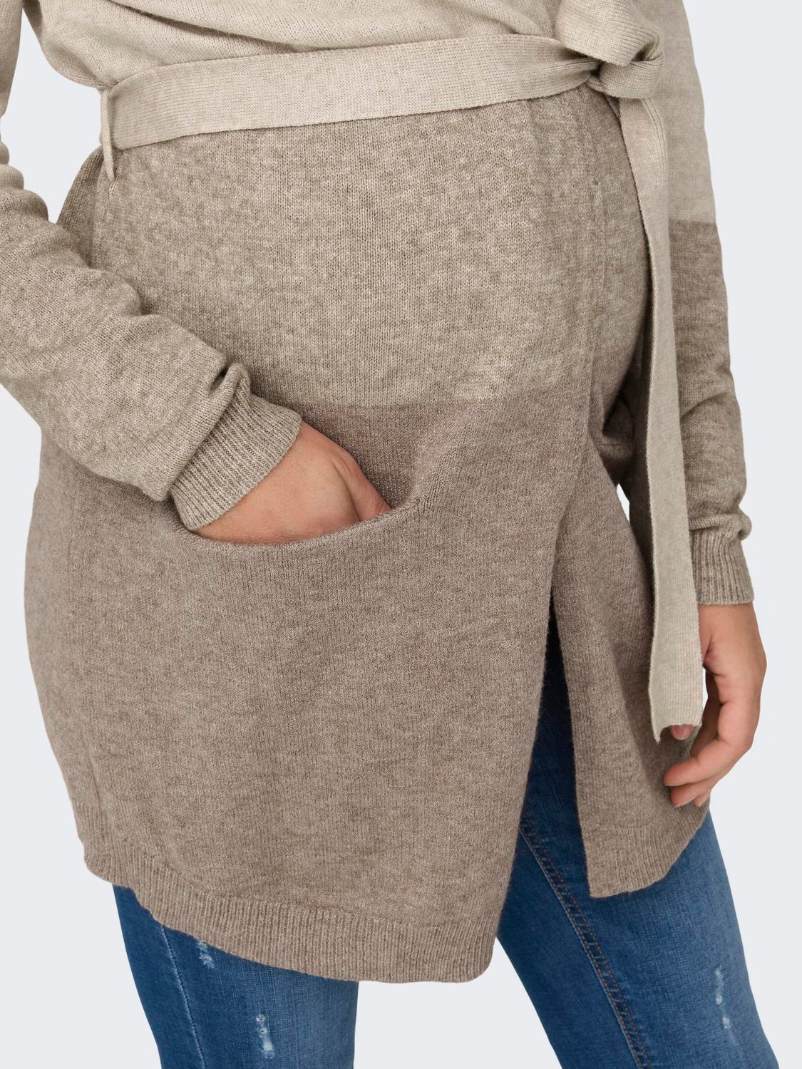 ONLY Regular Fit V-Neck Maternity Knit Cardigan -Sand - 15277707