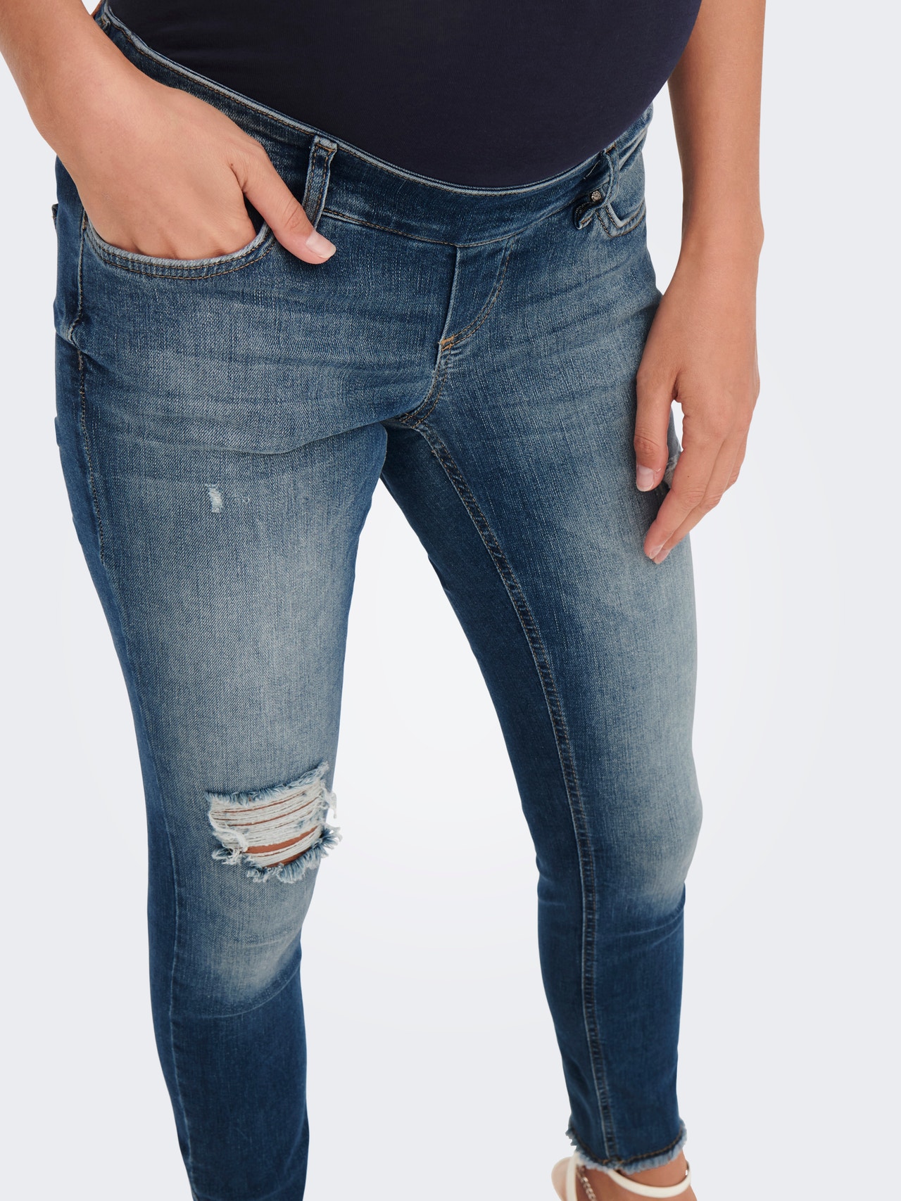 ONLY Skinny Fit Mittlere Taille Jeans -Dark Medium Blue Denim - 15277775