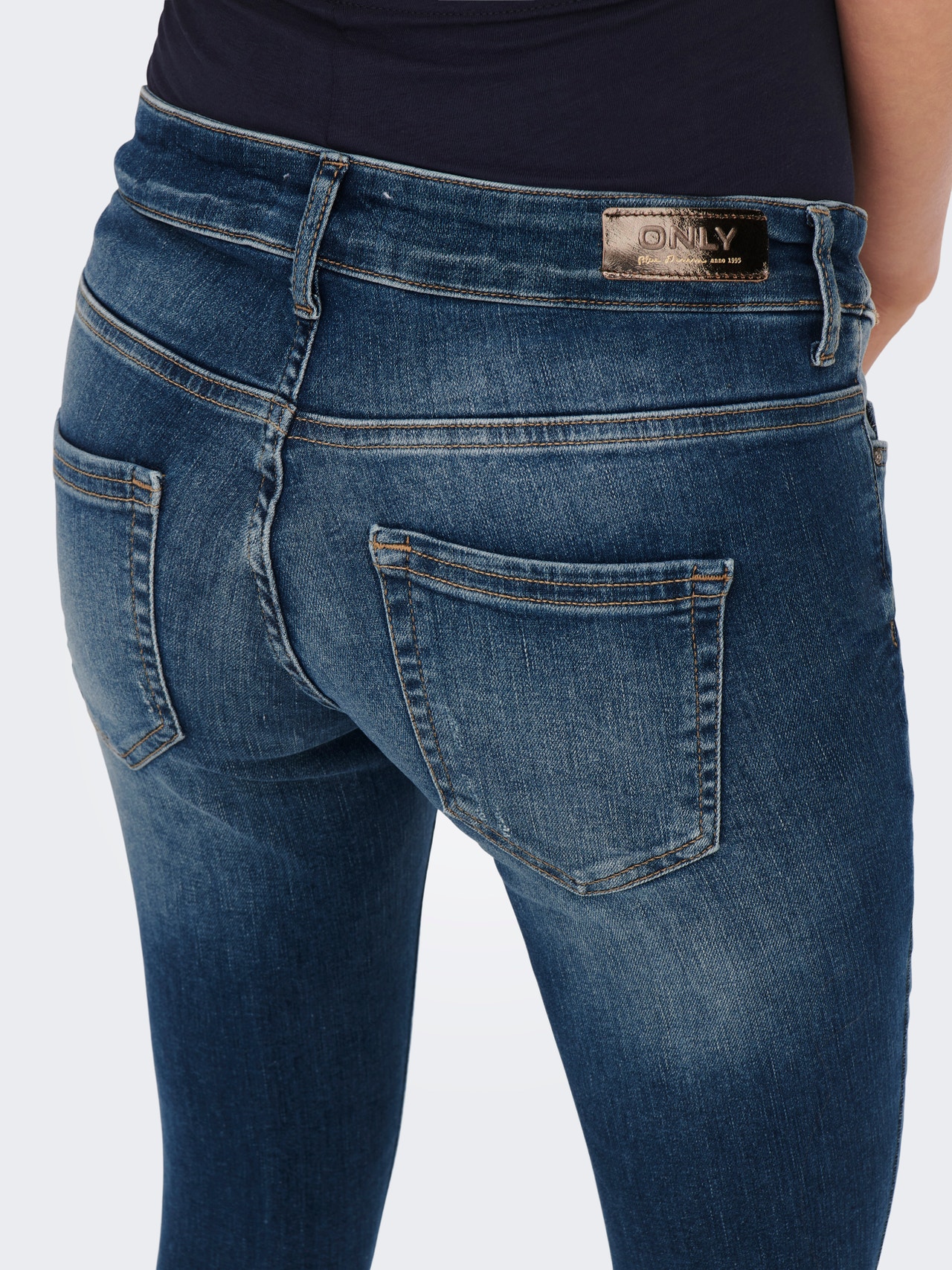 ONLY Skinny Fit Mid waist Jeans -Dark Medium Blue Denim - 15277775