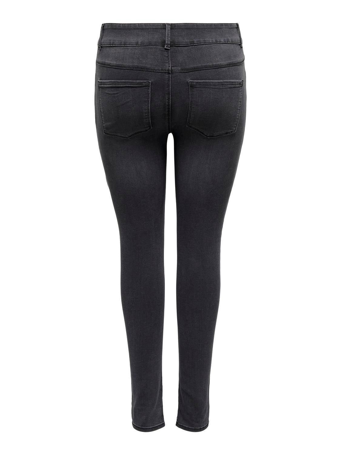 ONLY Curvy CarStorm Life HW Wide Skinny fit-jeans -Washed Black - 15277792