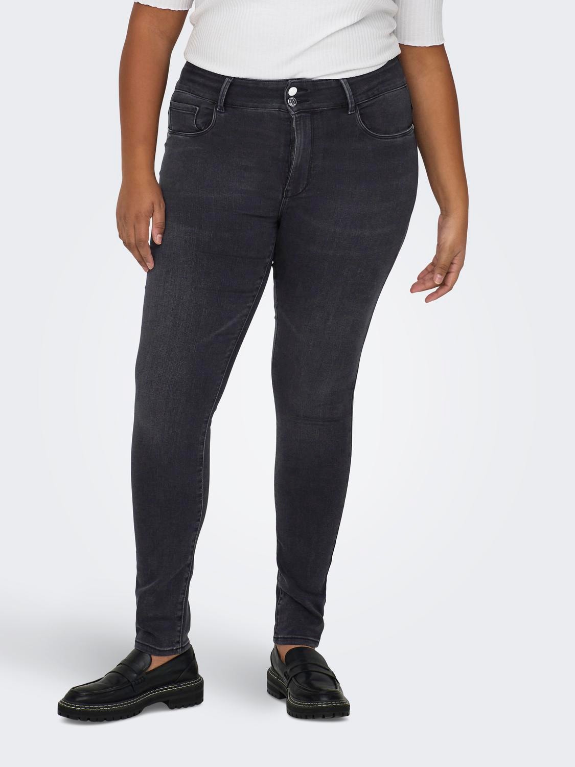 ONLY Skinny Fit Hohe Taille Jeans -Washed Black - 15277792