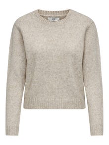 ONLY Knit fit O-hals Geribde mouwuiteinden Pullover -Oatmeal - 15277866