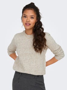 ONLY Knit fit O-hals Geribde mouwuiteinden Pullover -Oatmeal - 15277866