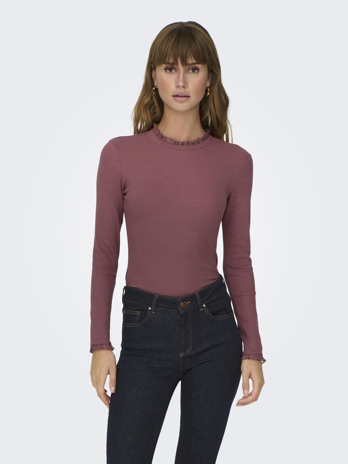 ONLY Regular Fit Round Neck Top -Rose Brown - 15277888