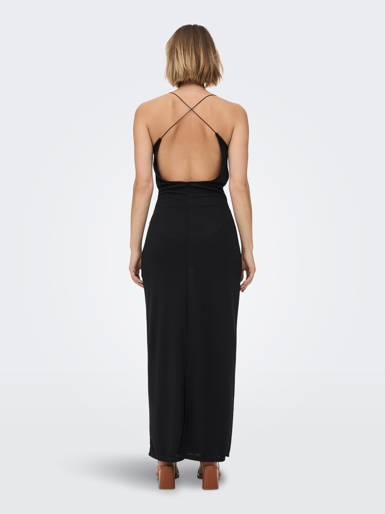 ONLY Solid colored dress with Open Back -Black - 15278006