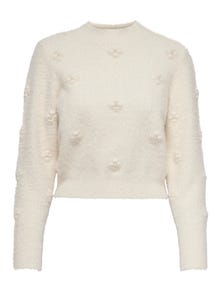 ONLY High neck Ribbed cuffs Pullover -Cloud Dancer - 15278037