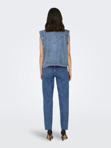 ONLY Gespreide kraag Denim top -Medium Blue Denim - 15278041