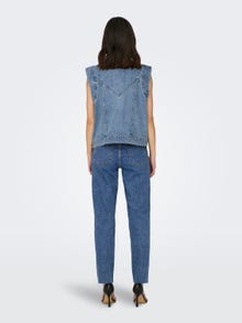 ONLY Veste en jean sans manches Col italien -Medium Blue Denim - 15278041