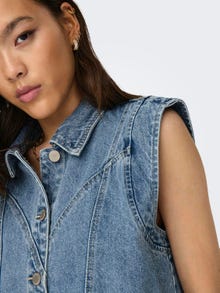 ONLY Gespreide kraag Denim top -Medium Blue Denim - 15278041