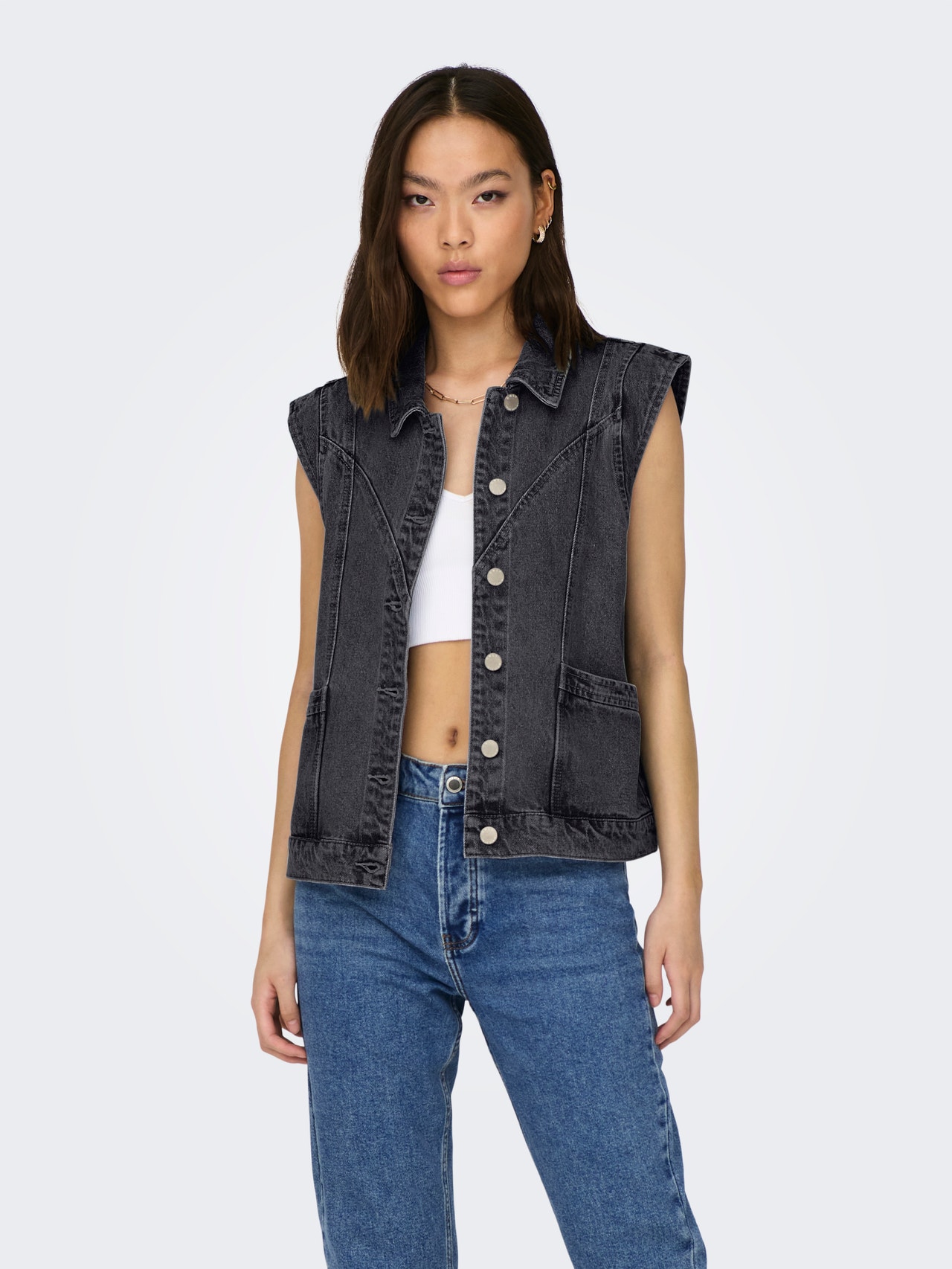 ONLY ONLKENNEDY Džínová vesta -Washed Black - 15278041