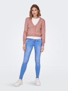 ONLY Puff sleeved Knitted Cardigan -Dusty Rose - 15278073
