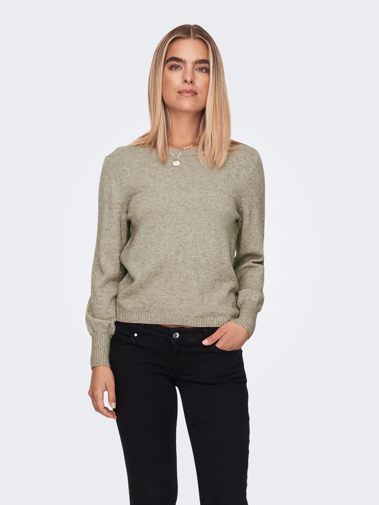 ONLY Balloon Knitted Pullover -Beige - 15278077