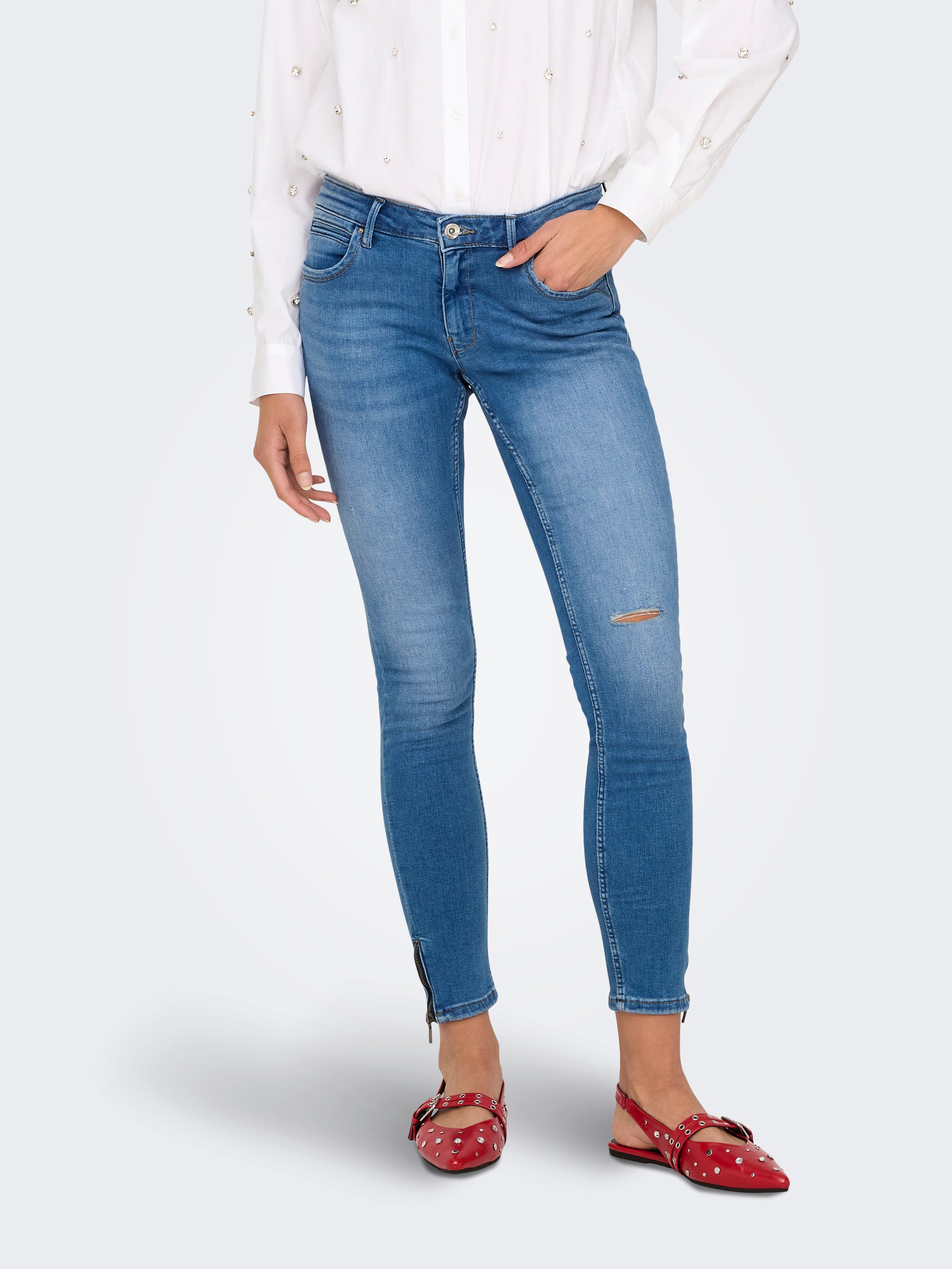 ONLKENDELL Mittlere Taille Skinny Fit Jeans | Mittelblau | ONLY®