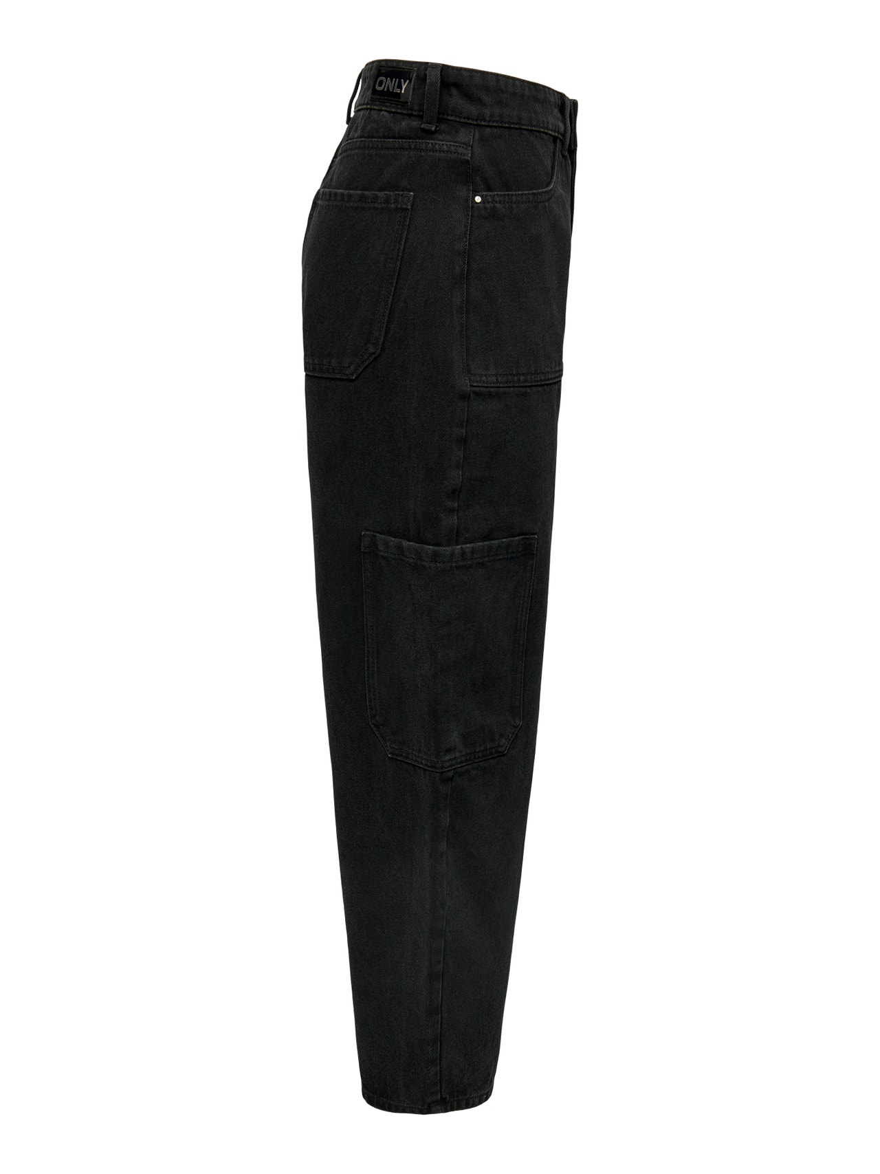 ONLY ONLMILANI MW corte globo, tipo cargo, al tobillo Jeans Loose fit -Washed Black - 15278385