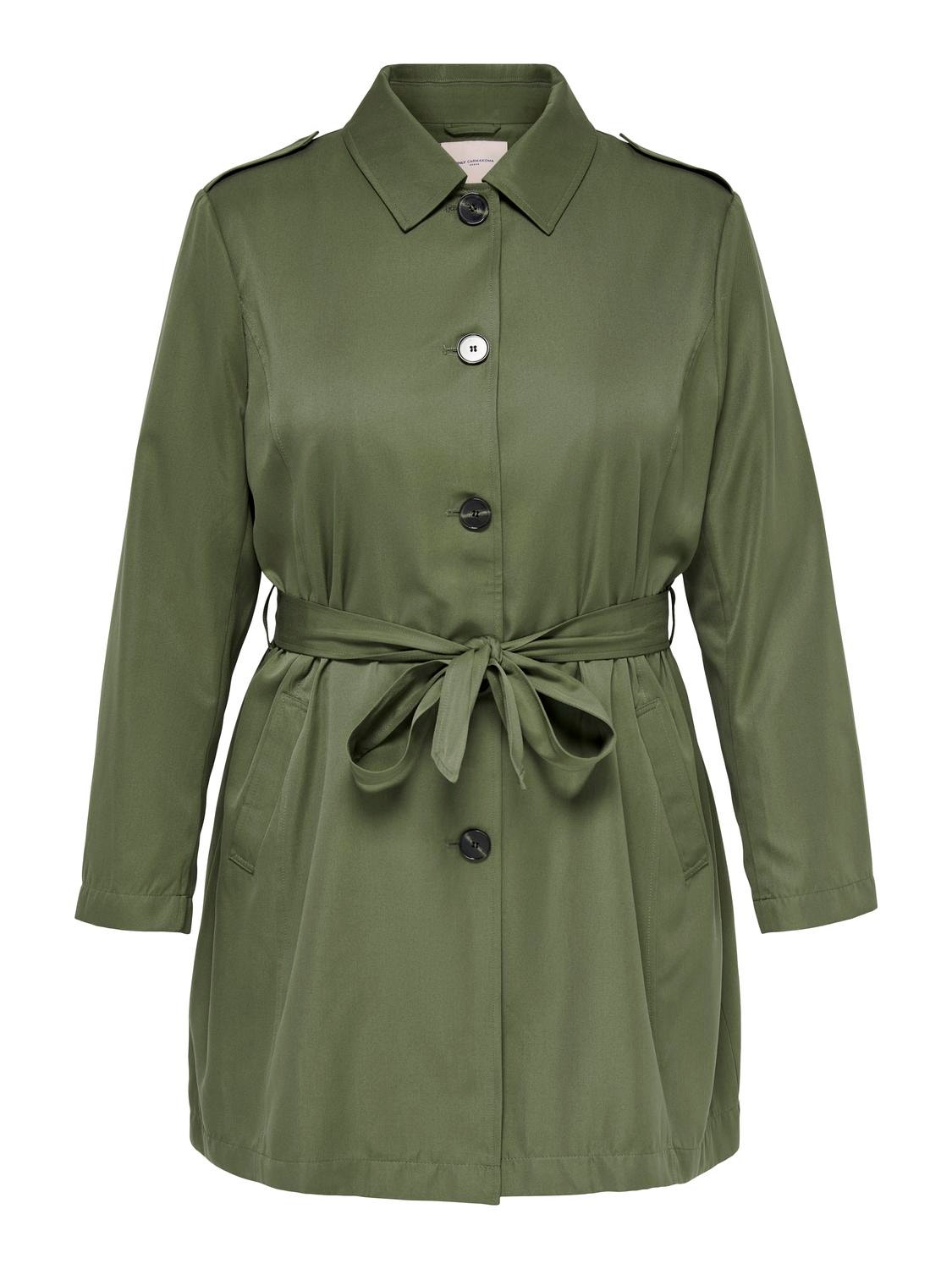 ONLY Curvy Solid colored Trenchcoat -Ivy Green - 15278641