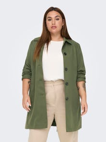 ONLY Curvy Solid colored Trenchcoat -Ivy Green - 15278641