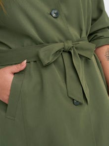 ONLY Curvy ensfarvet Trenchcoat -Ivy Green - 15278641