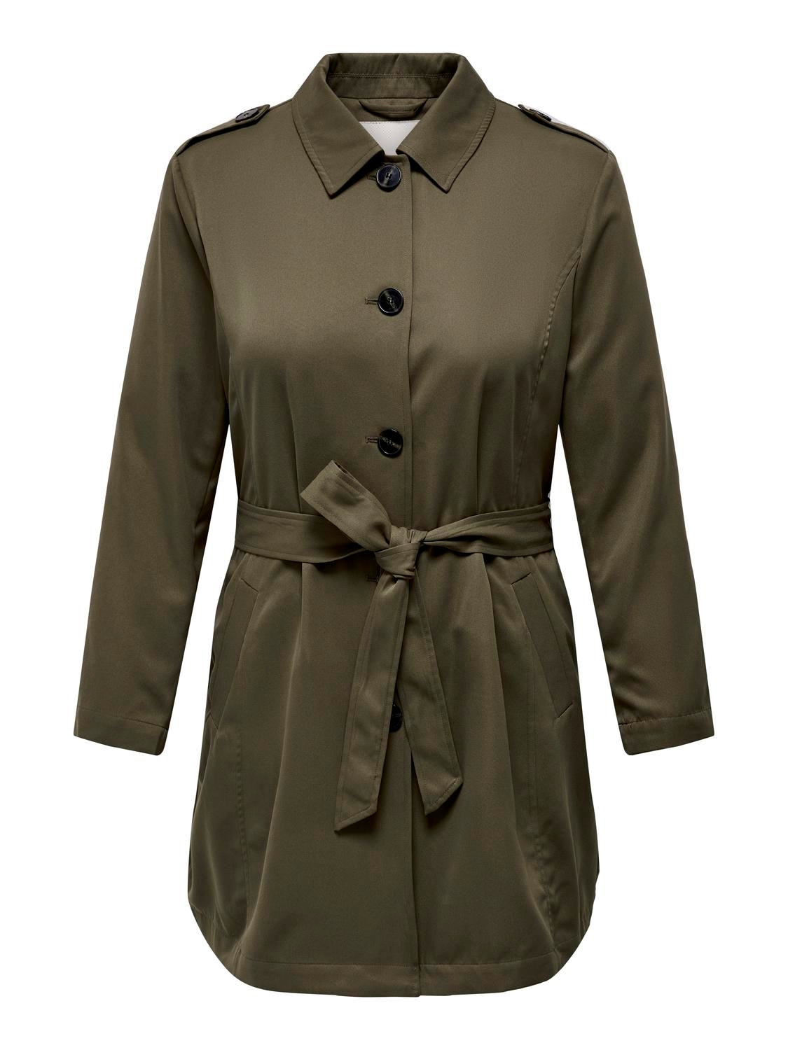 ONLY Curvy Solid colored Trenchcoat -Walnut - 15278641