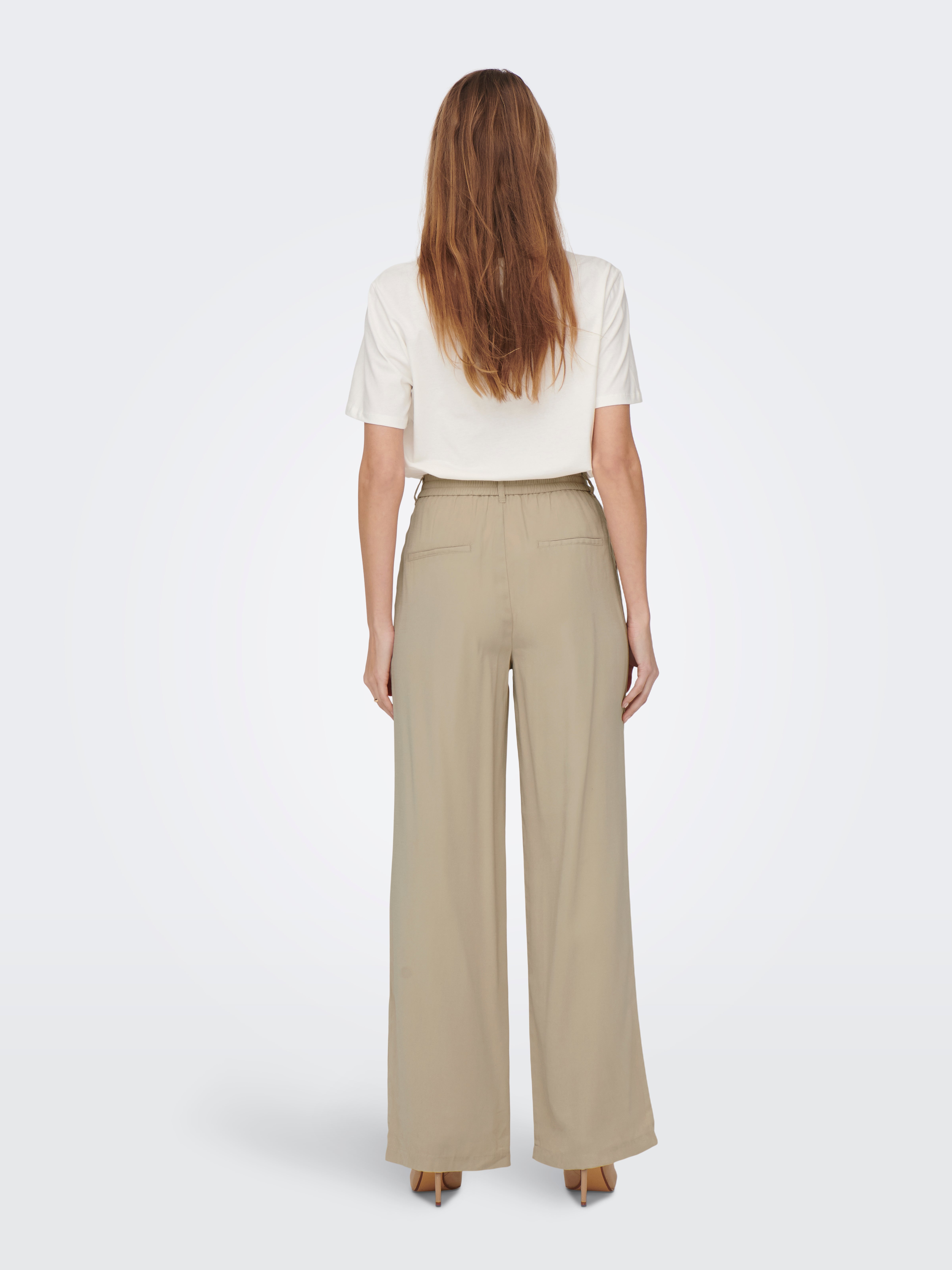 Straight Fit High waist Trousers | Beige | ONLY®