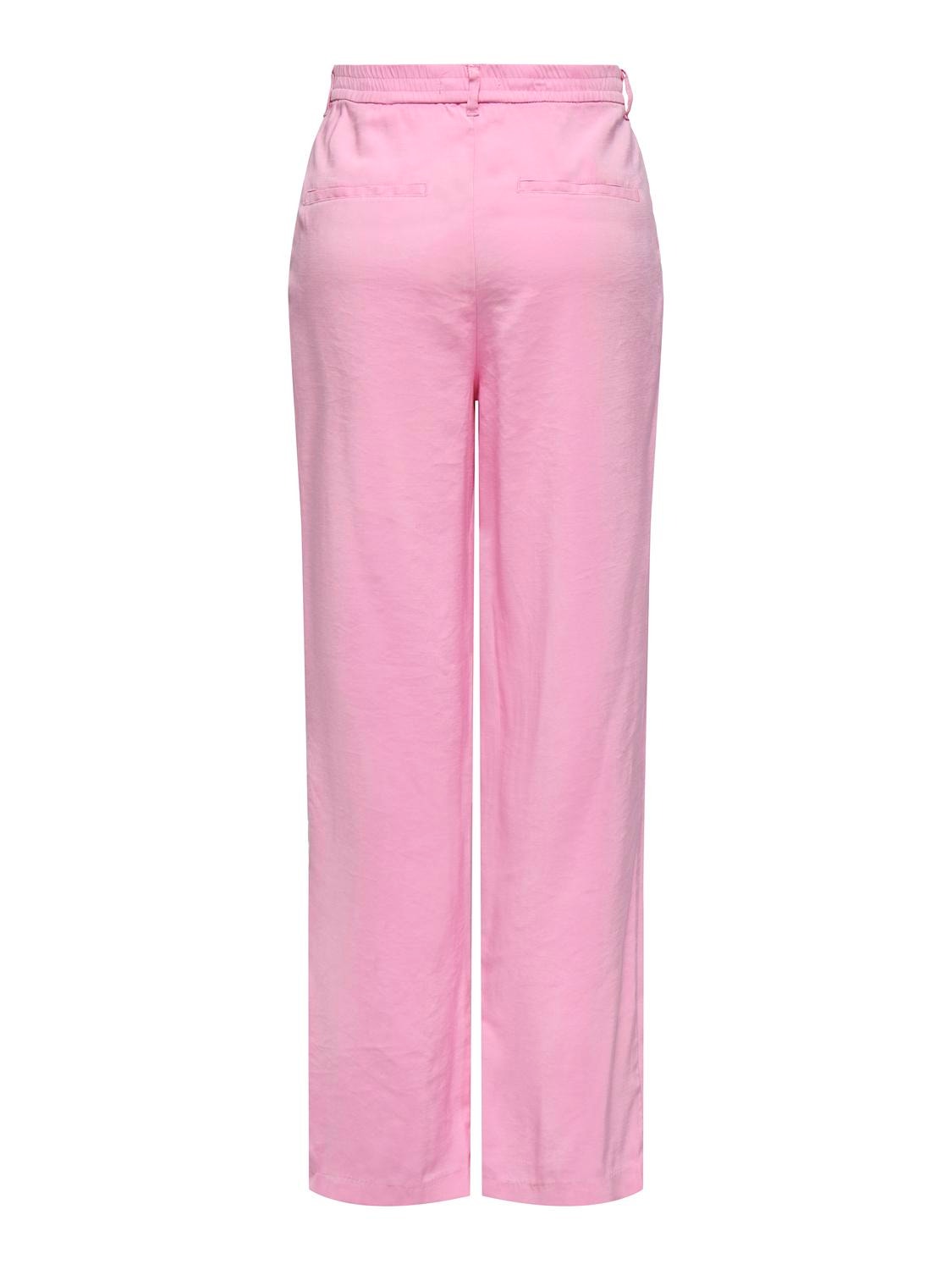 ONLY Pantalons Straight Fit Taille haute -Begonia Pink - 15278699