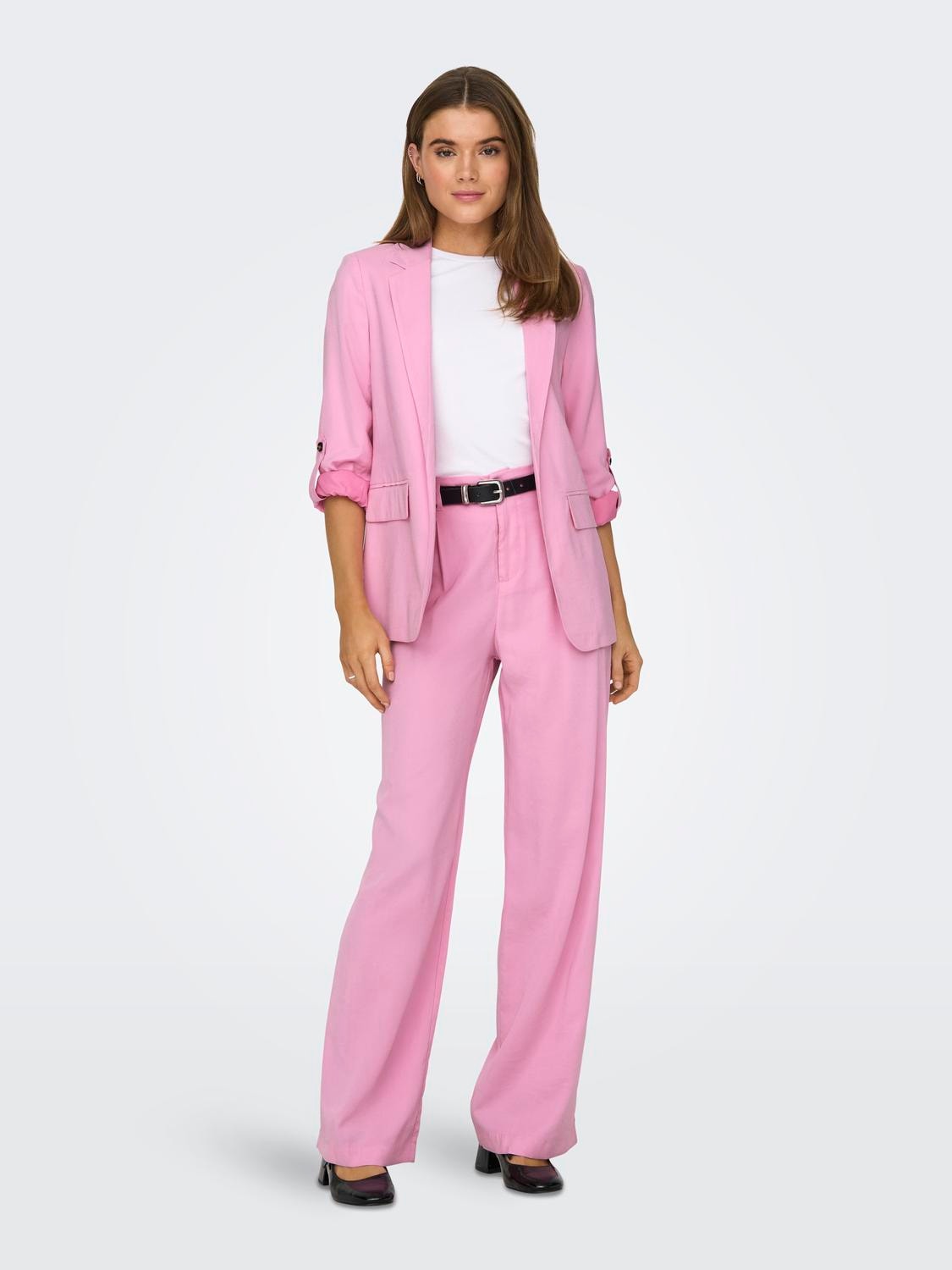 ONLY Straight Fit Høy midje Bukser -Begonia Pink - 15278699