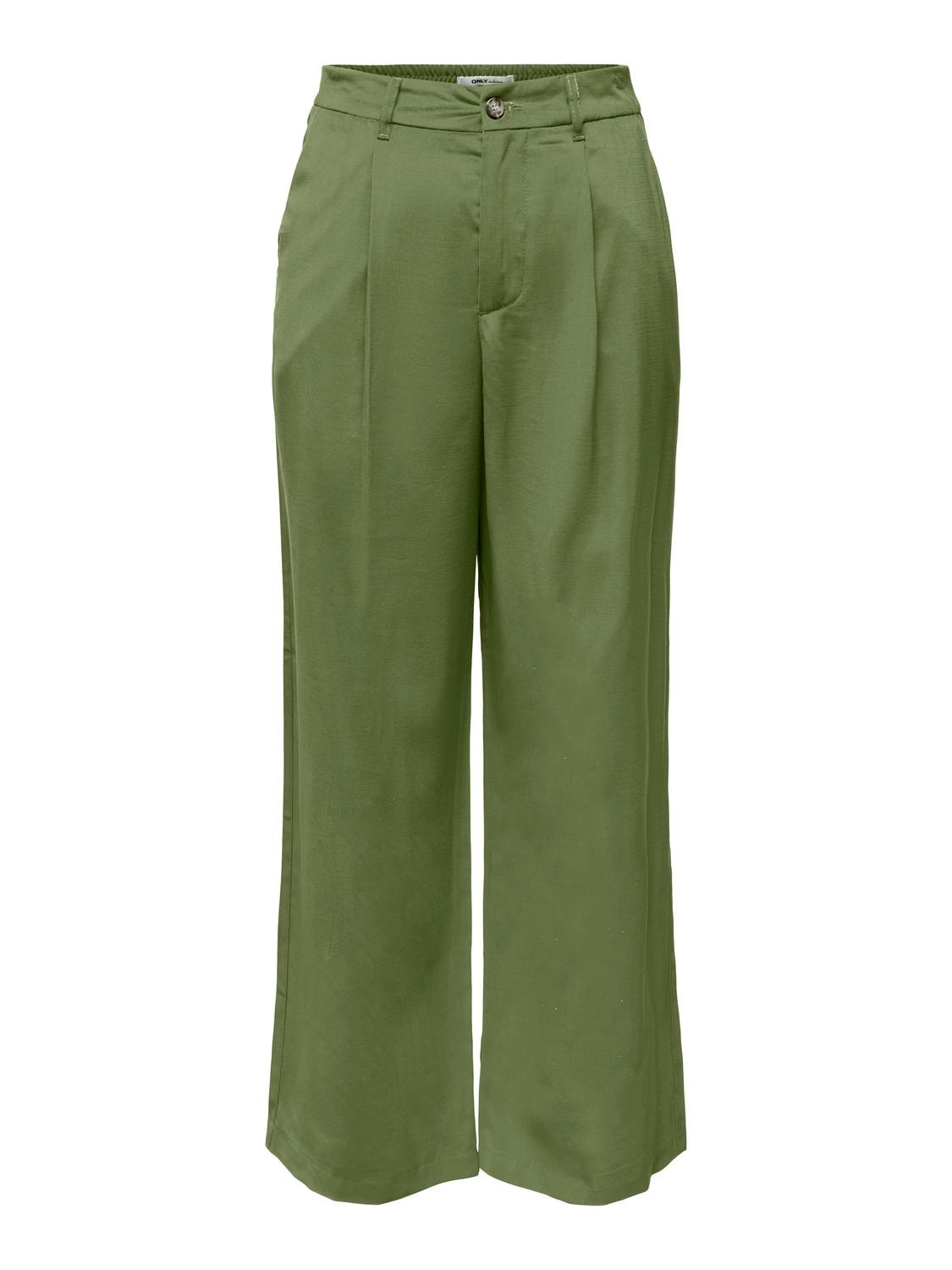 ONLY Pantalons Straight Fit Taille haute -Capulet Olive - 15278699