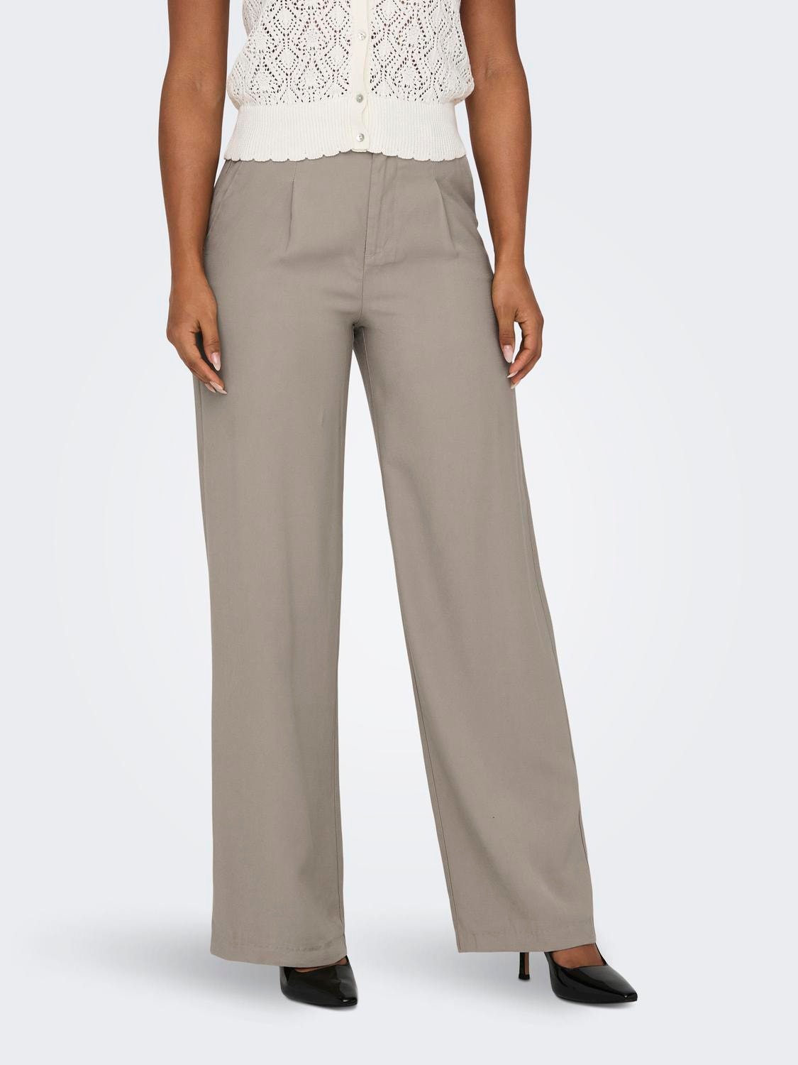 ONLY High waisted Pants -Pure Cashmere - 15278699