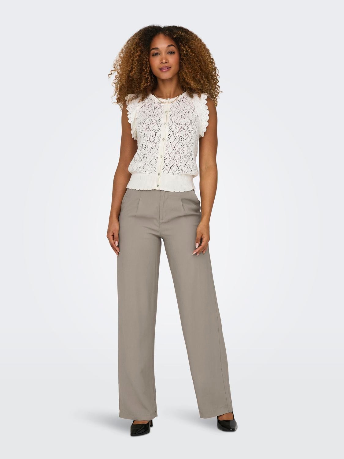 ONLY Straight Fit High waist Trousers -Pure Cashmere - 15278699